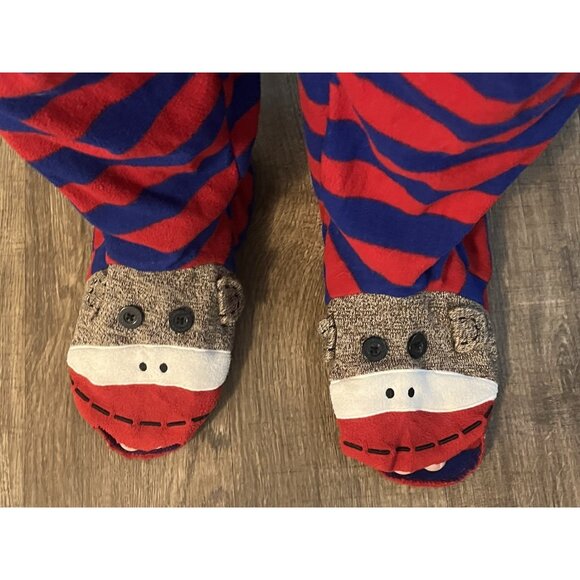 NICK & NORA Sock Monkey One Piece Pajamas Sleepwear Footed Adult XL Full Zip SEE - Picture 5 of 15